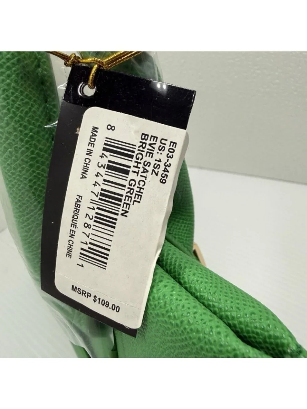 Bebe Evie Satchel Bag 1SZ Bright Green Belted Gold Hardware NWT Top Handle